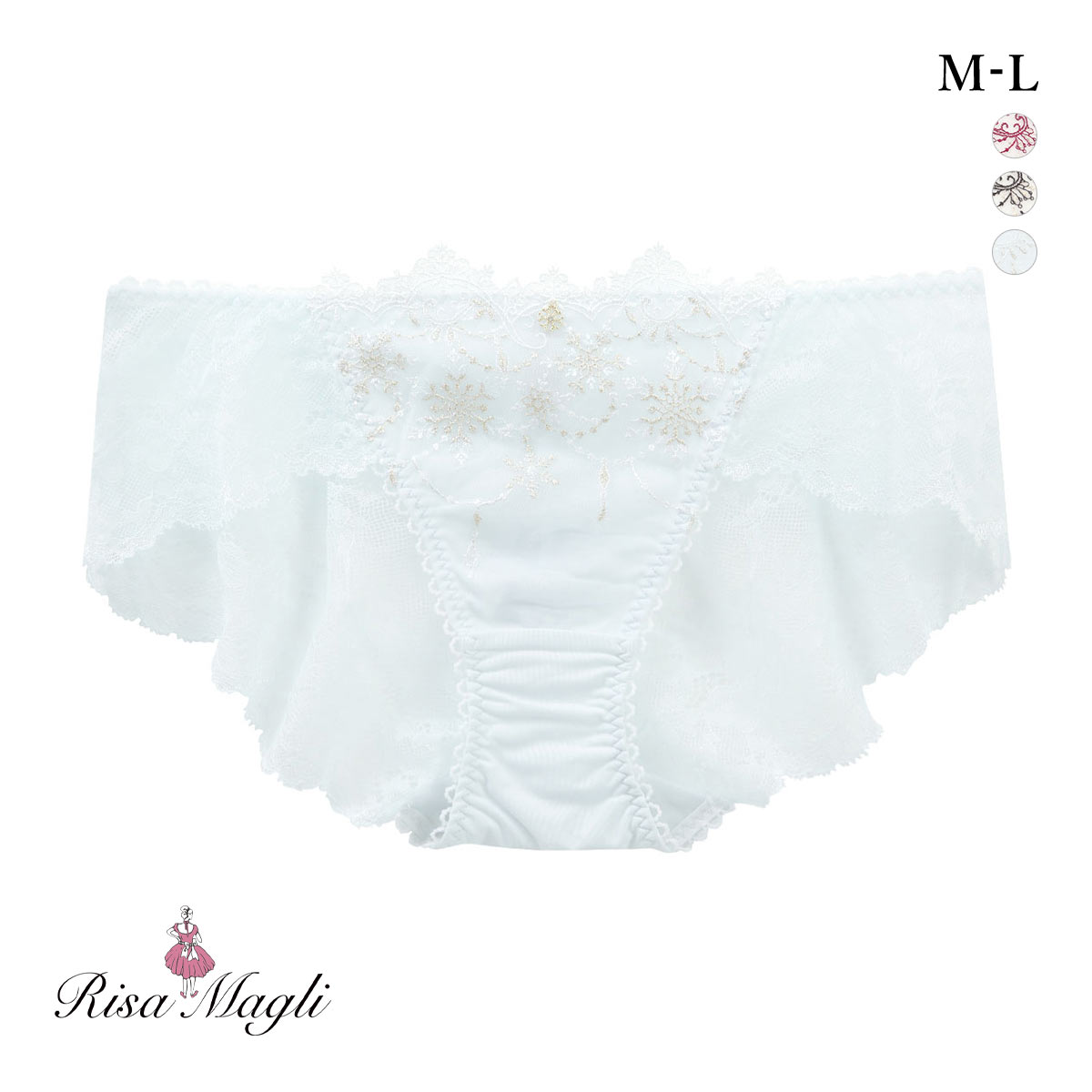 リサマリ グレッタ レースショーツ バックレース Risa Magli(SX-サックス-M)