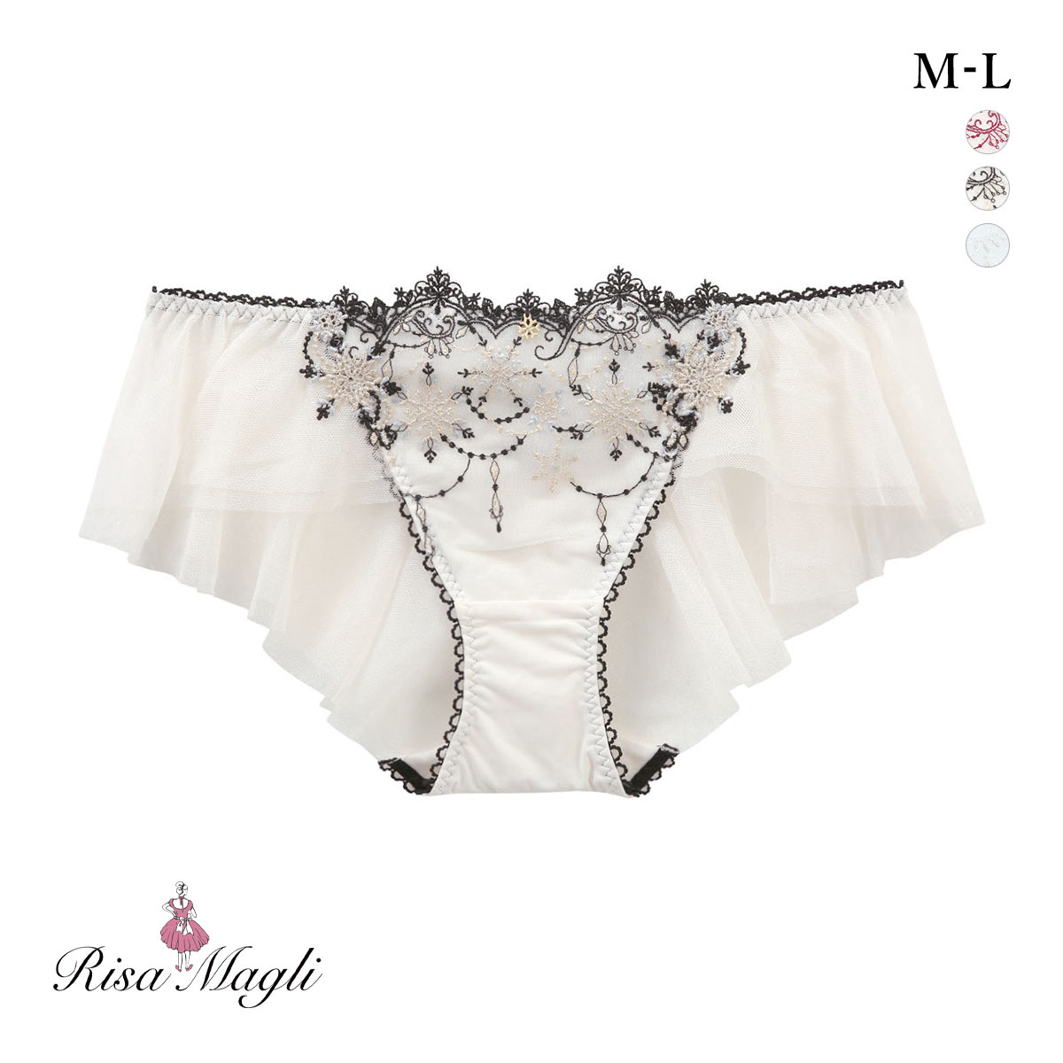 リサマリ グレッタ フレアショーツ バックレース Risa Magli(IV-アイボリー-M)