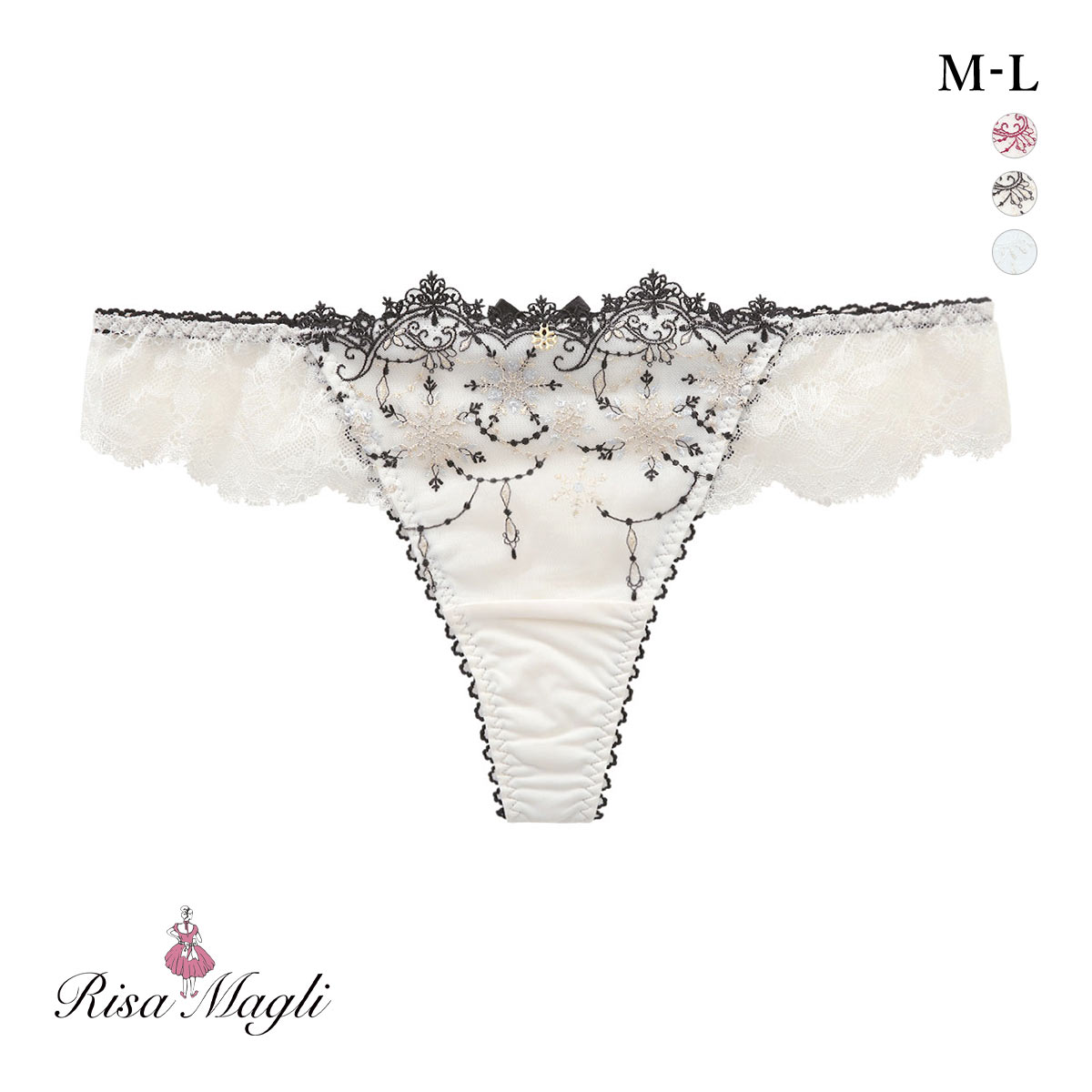 リサマリ グレッタ Tバック ショーツ バックレース タンガ ソング ML Risa Magli(IV-アイボリー-M)