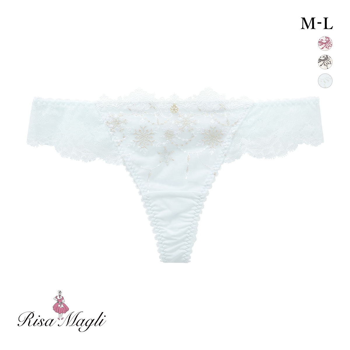 リサマリ グレッタ Tバック ショーツ バックレース タンガ ソング ML Risa Magli(SX-サックス-M)