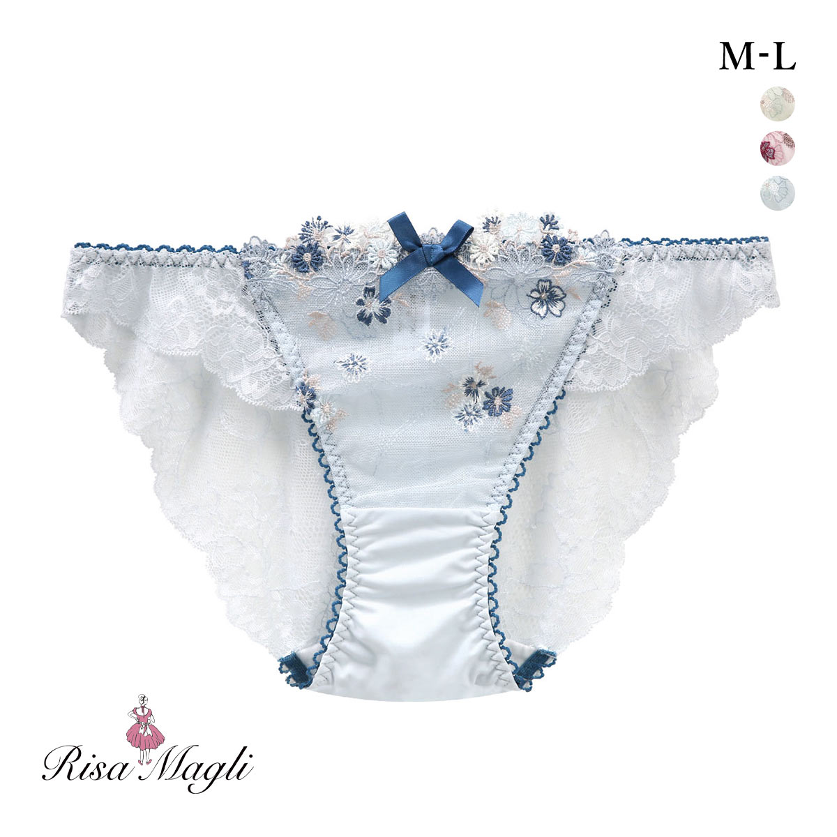 リサマリ アレッタ レースショーツ ノーマル バックレース Risa Magli(BU-ブルー-M)