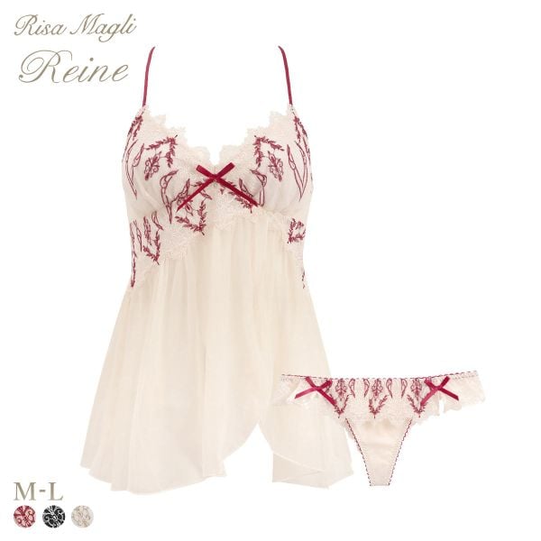 リサマリ レーヌ ジュエリー ベビードールセット 2点セット ランジェリー セットアップ Tバック キャミソール Risa Magli Reine