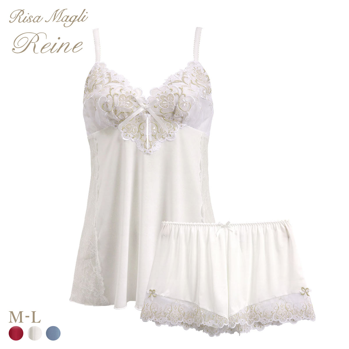 リサマリ レーヌ アリーナ キャミタップ キャミソール タップパンツ 2点セット ランジェリー セットアップ Risa Magli Reine(WH-ホワイト-M)
