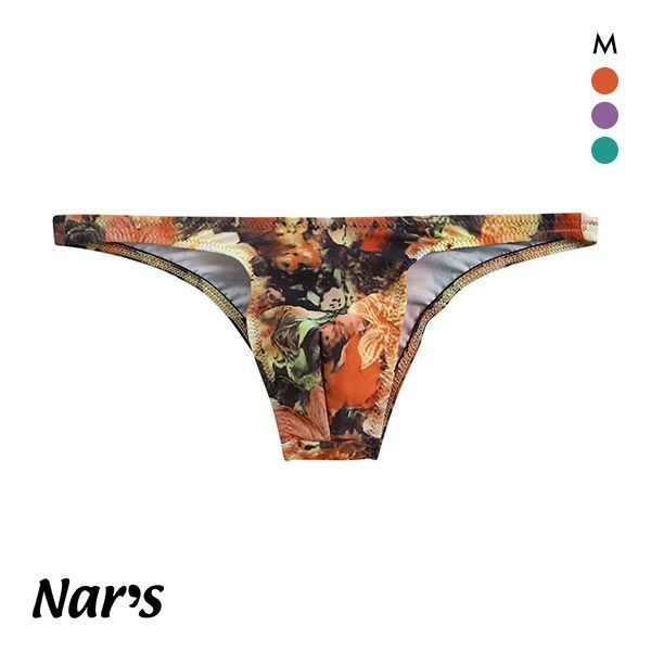 ナルズ Nars 絵画調 フラワープリント ローライズ フルバック ビキニ ブリーフ M メンズ 前とじ