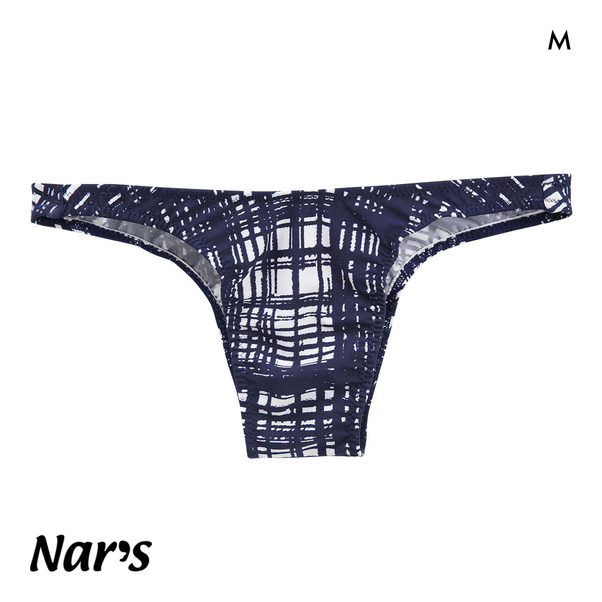 ナルズ random plaid ジェンダーレス ハーフバック ビキニ 男女兼用 ブリーフ 前とじ Nars(NV-ネイビー-M)