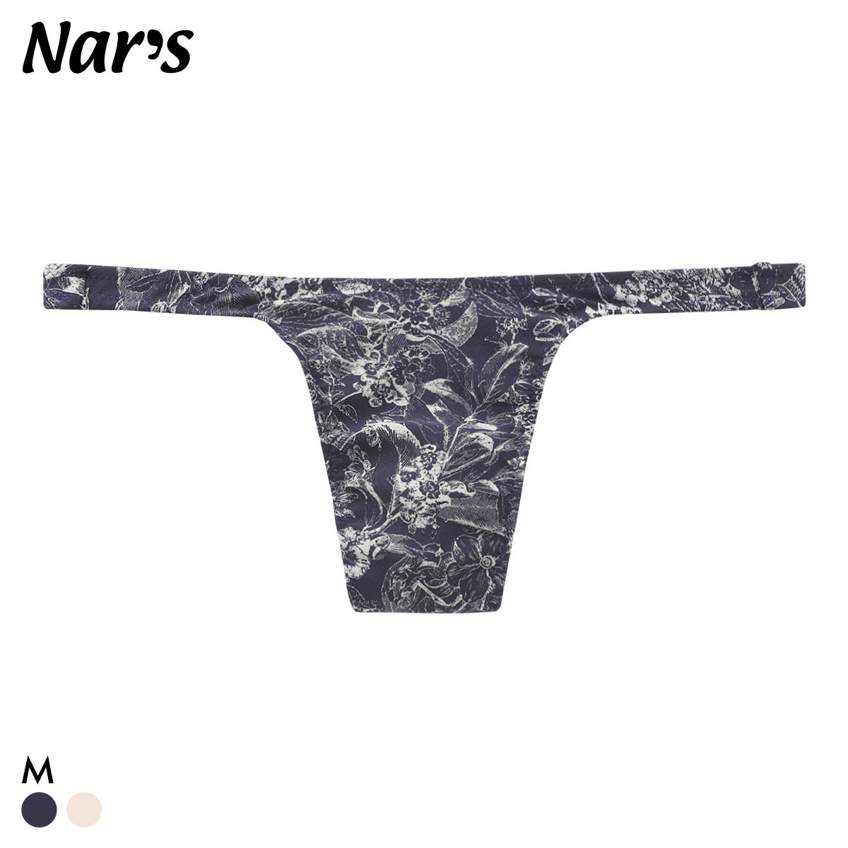 ナルズ ヴィンテージボタニカル ジェンダーレス Tバック ビキニ 男女兼用 ショーツ 前とじ Nars(NV-ネイビー-M)