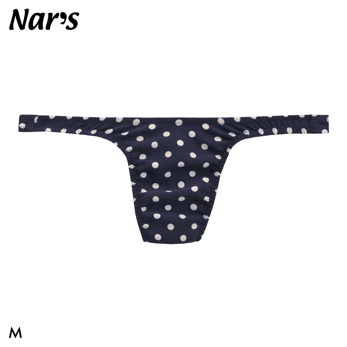 ナルズ みずたま Tバック ビキニ ジェンダーレス 男女兼用 ショーツ 前とじ Nars ユニセックス 水玉 ドット(DNV-濃ネイビー-M)
