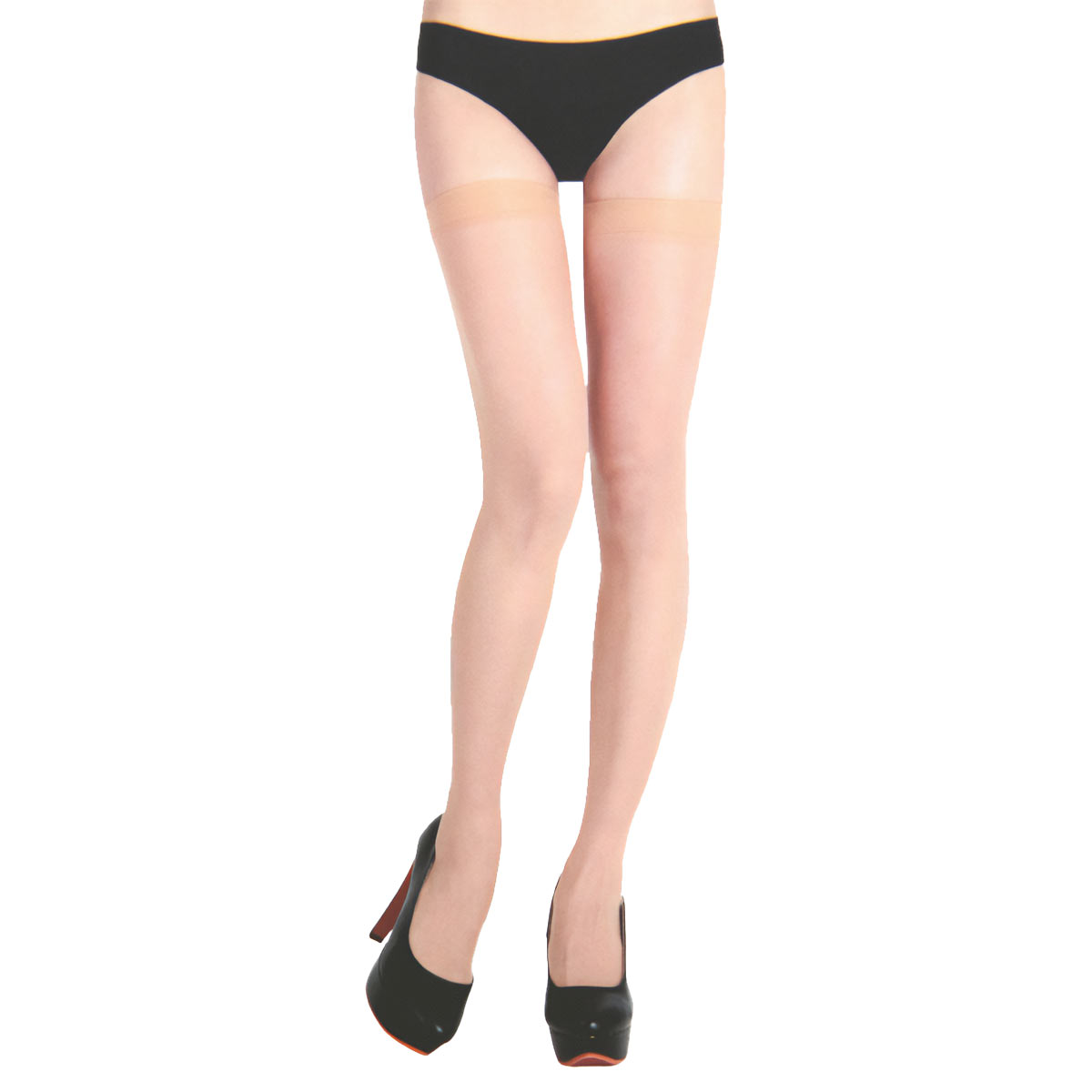 プリティザンネイキッド Pretty than naked シンプル ガーターストッキング ニーソックス ニーソ(ベージュ-F)