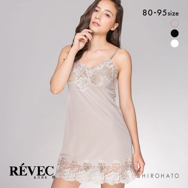 ボンレヴェール BonRevaire 豪華バラ柄チュールレース スリップ 日本製 レース
