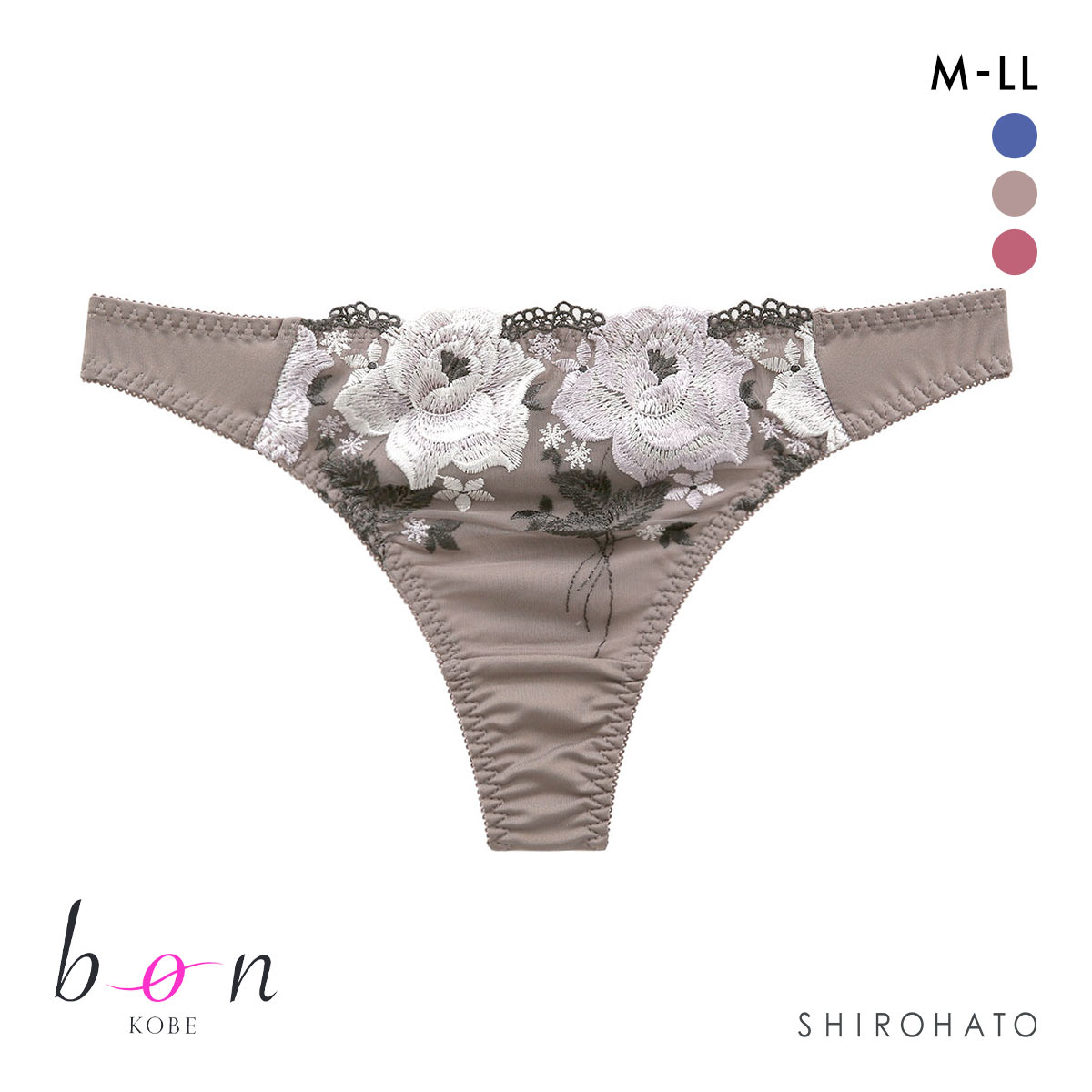 ビーオーエヌ bon ブリリアントローズ レース シリーズ ショーツ Tバック M L LL 単品 大きいサイズ(BR-ブラウン-M)
