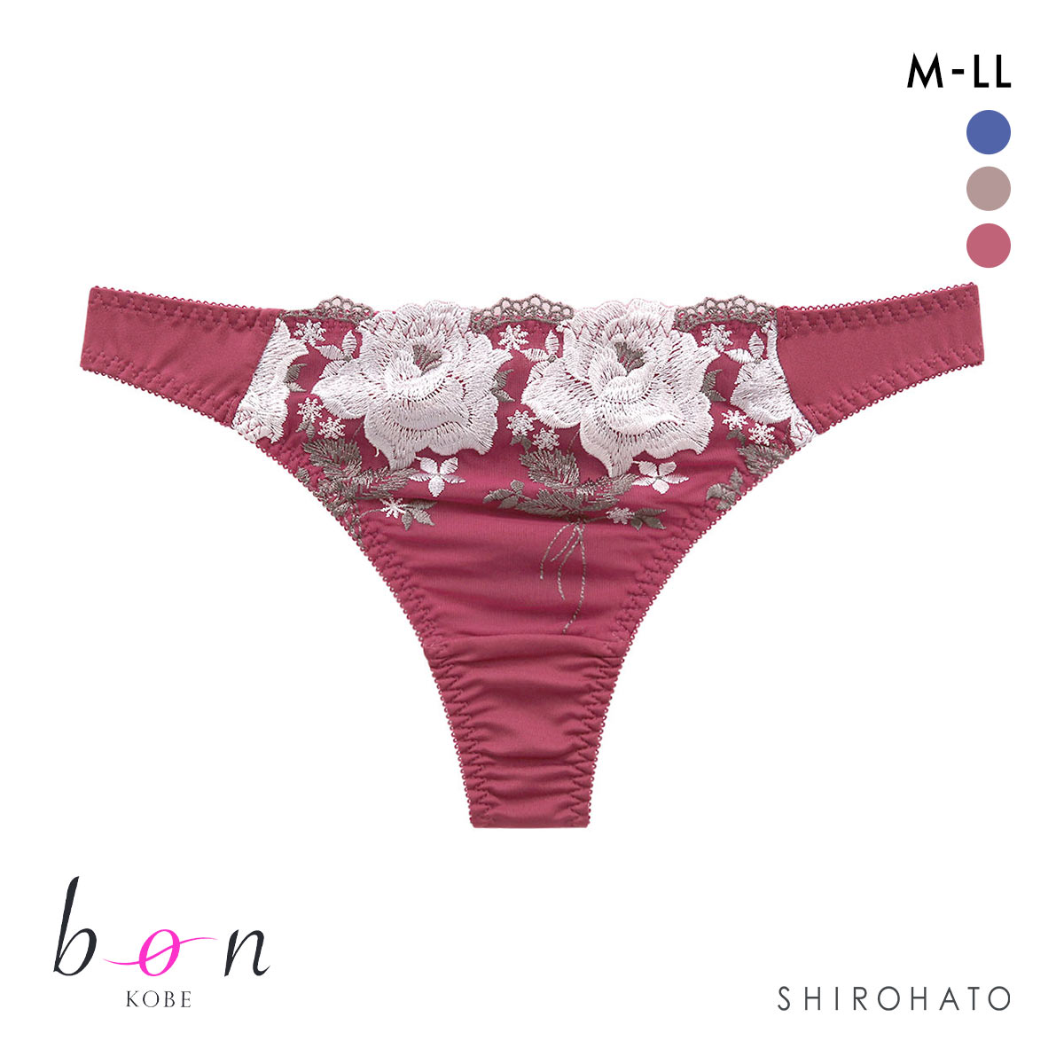 ビーオーエヌ bon ブリリアントローズ レース シリーズ ショーツ Tバック M L LL 単品 大きいサイズ(WI-ワイン-M)