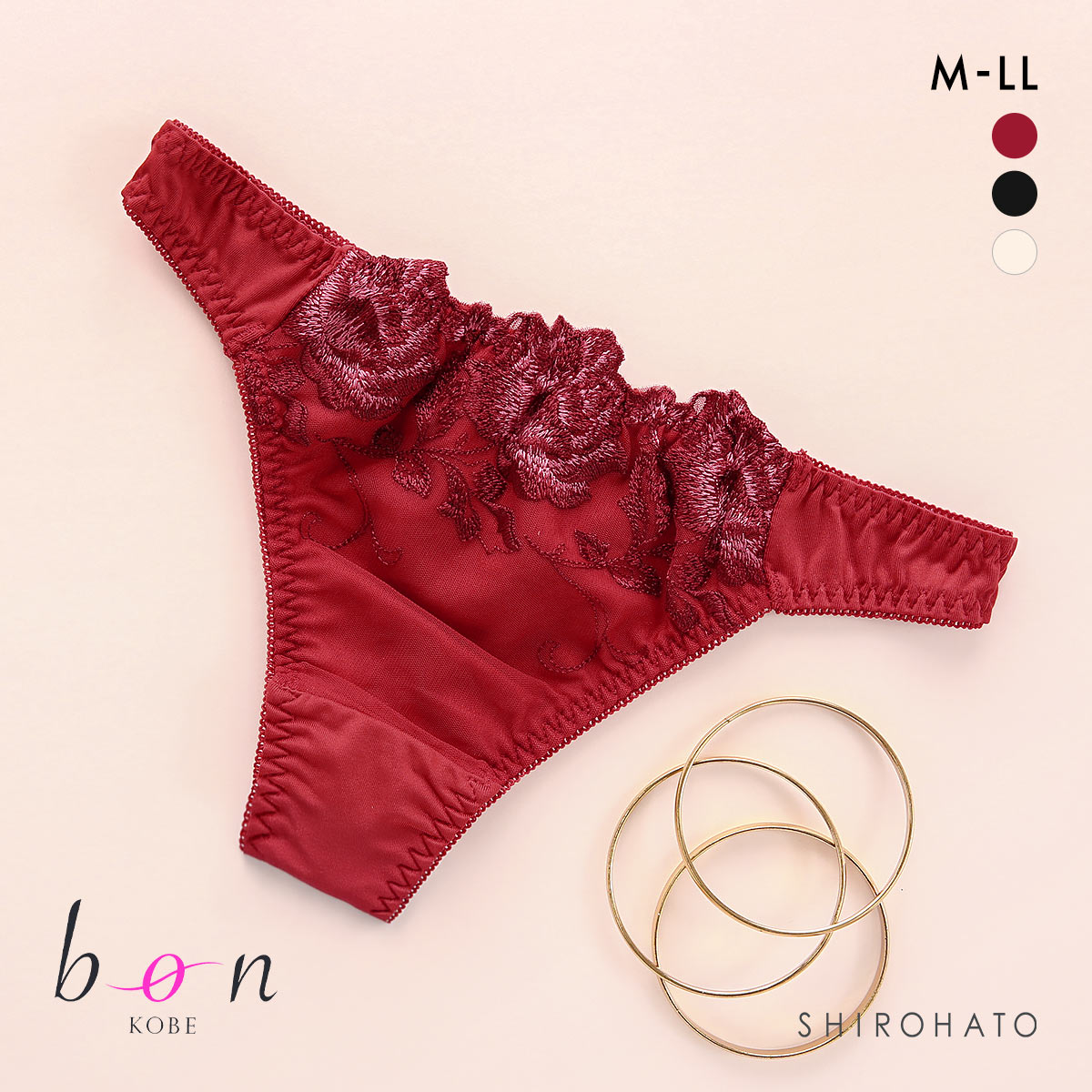 ビーオーエヌ bon ローズレース シリーズ ショーツ Tバック M L LL 単品 大きいサイズ(WI-ワイン-M)