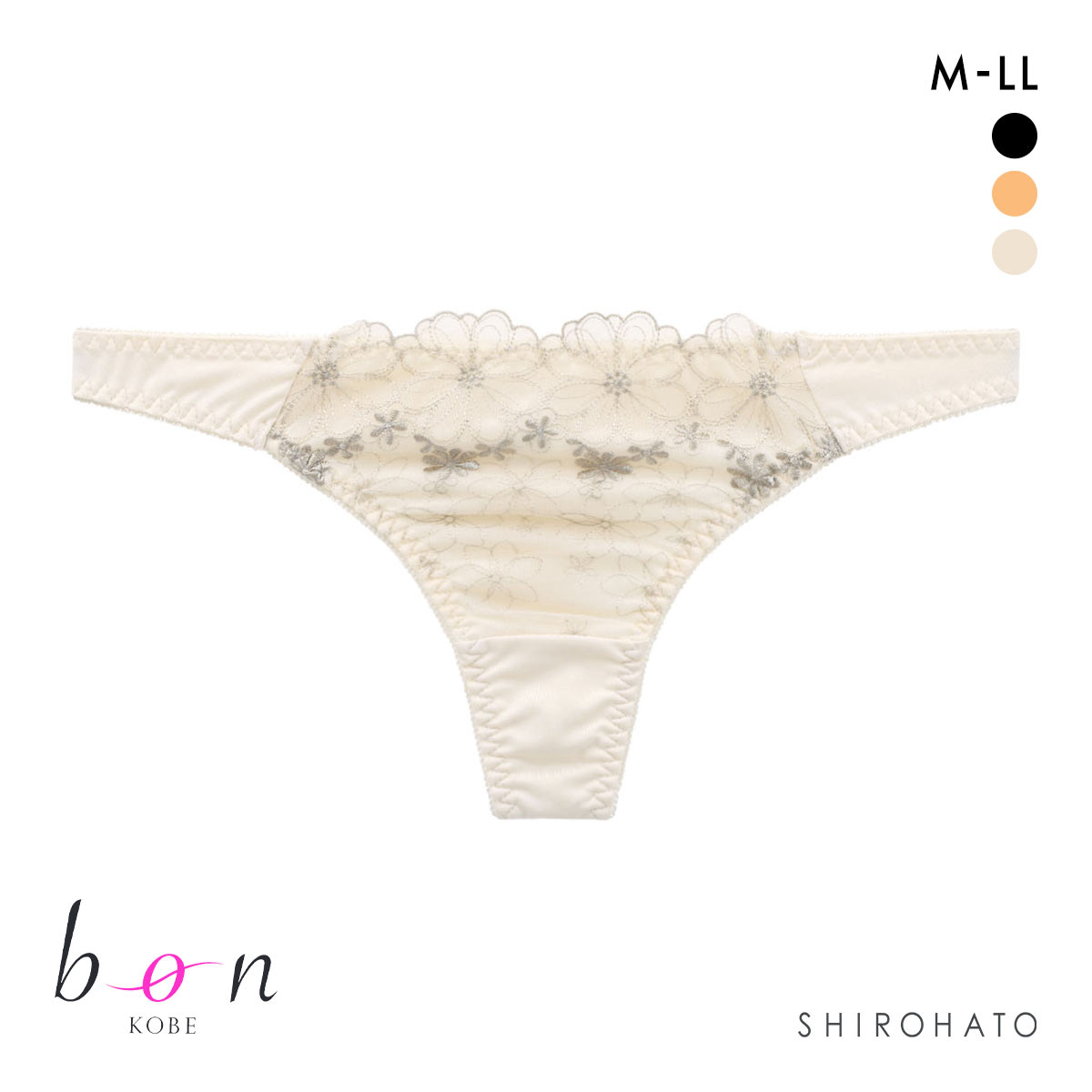 ビーオーエヌ bon フェミニン フラワー カシュクール シリーズ ショーツ Tバック M L LL 単品 大きいサイズ(OW-オフホワイト-M)