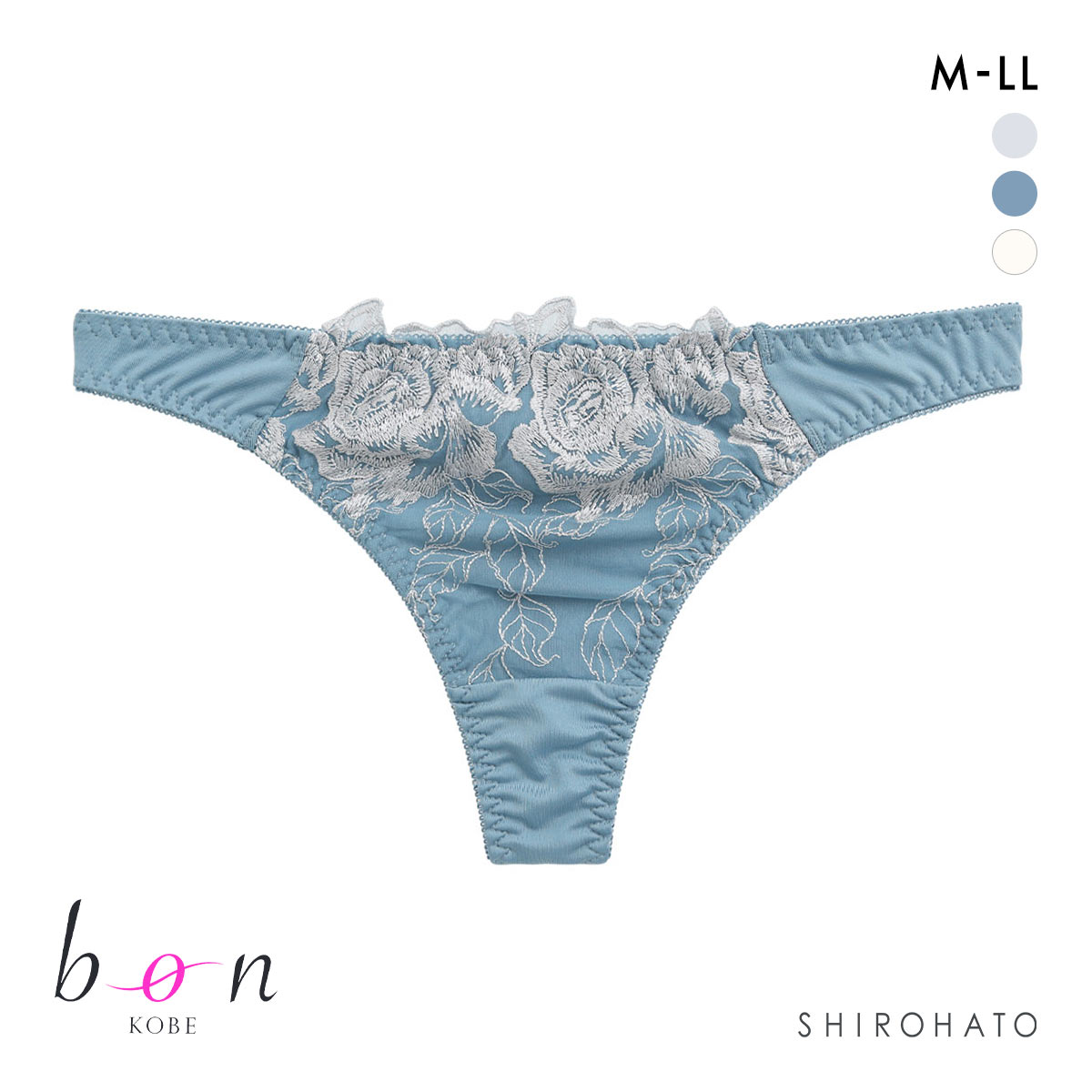 ビーオーエヌ bon 美胸 脇寄せ バストメイクブラ バラモチーフ シリーズ ショーツ Tバック M L LL 大きいサイズ 単品(BU-ブルー-M)
