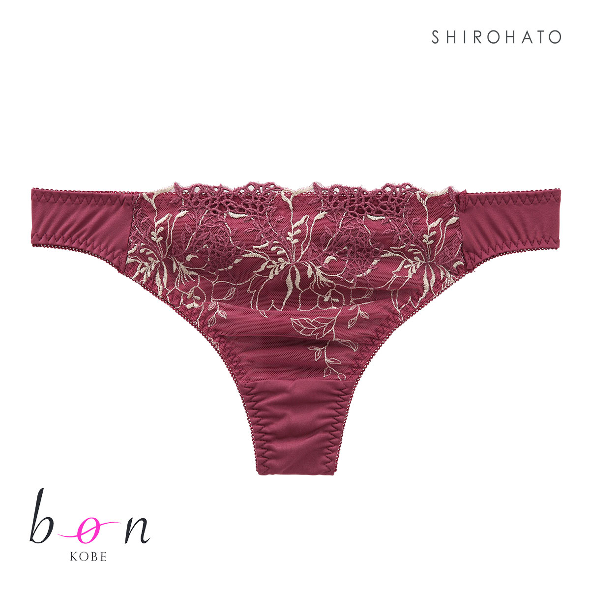 ビーオーエヌ bon フラワーリーフ カシュクール シリーズ ショーツ Tバック M L LL 単品 大きいサイズ(WI-ワイン-M)