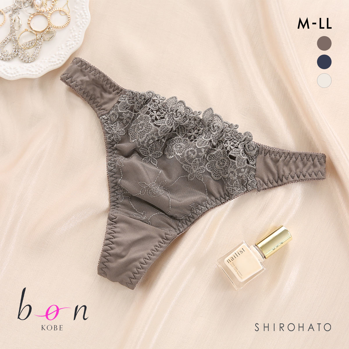 ビーオーエヌ bon インケミフラワー カシュクール シリーズ ショーツ Tバック M L LL 大きいサイズ(CGY-チャコールグレー-M)