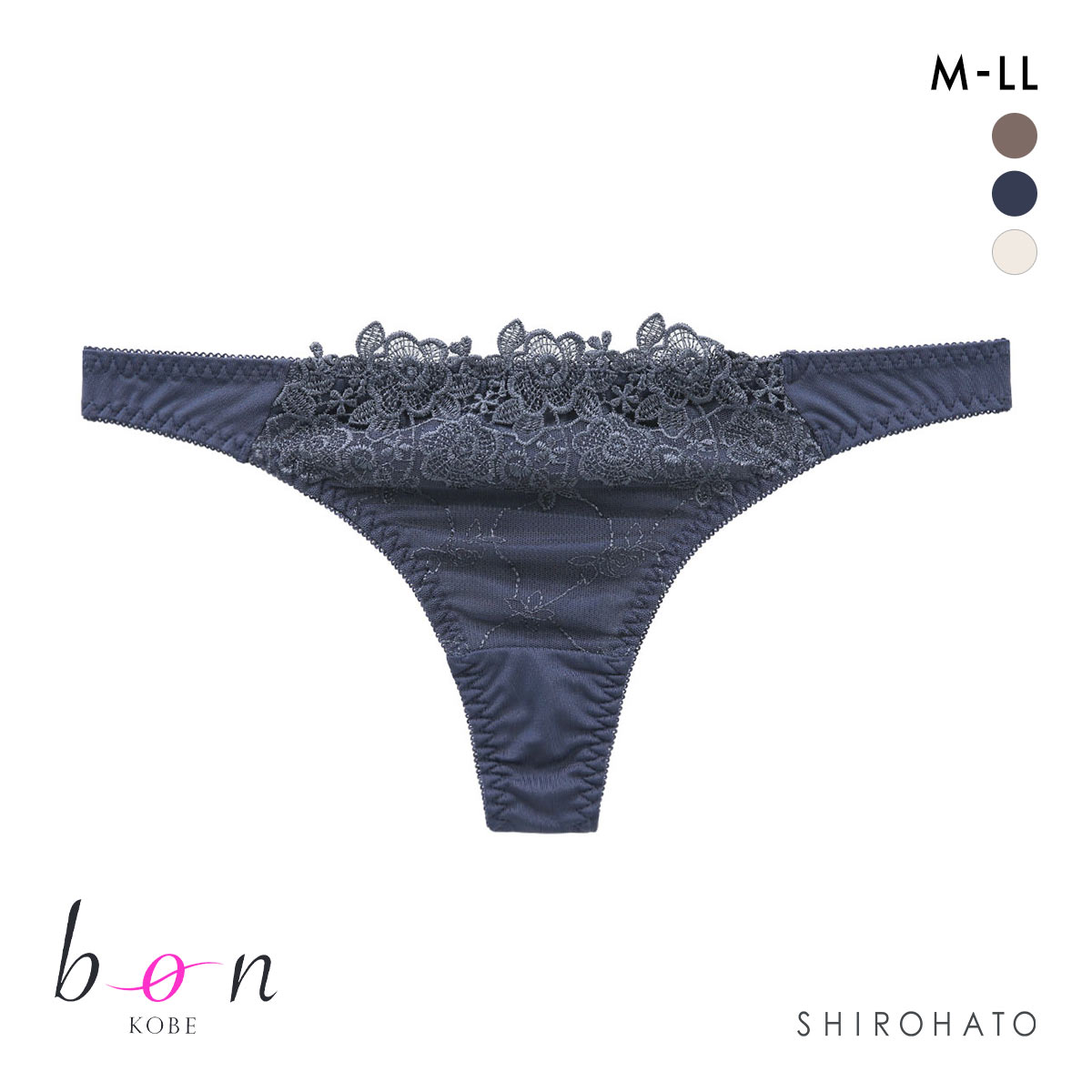 ビーオーエヌ bon インケミフラワー カシュクール シリーズ ショーツ Tバック M L LL 大きいサイズ(NV-ネイビー-M)