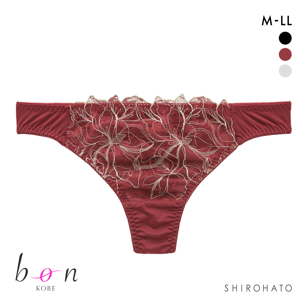 ビーオーエヌ エレガンスフラワー カシュクール シリーズ ショーツ Tバック M L LL 大きいサイズ bon(WI-ワイン-M)