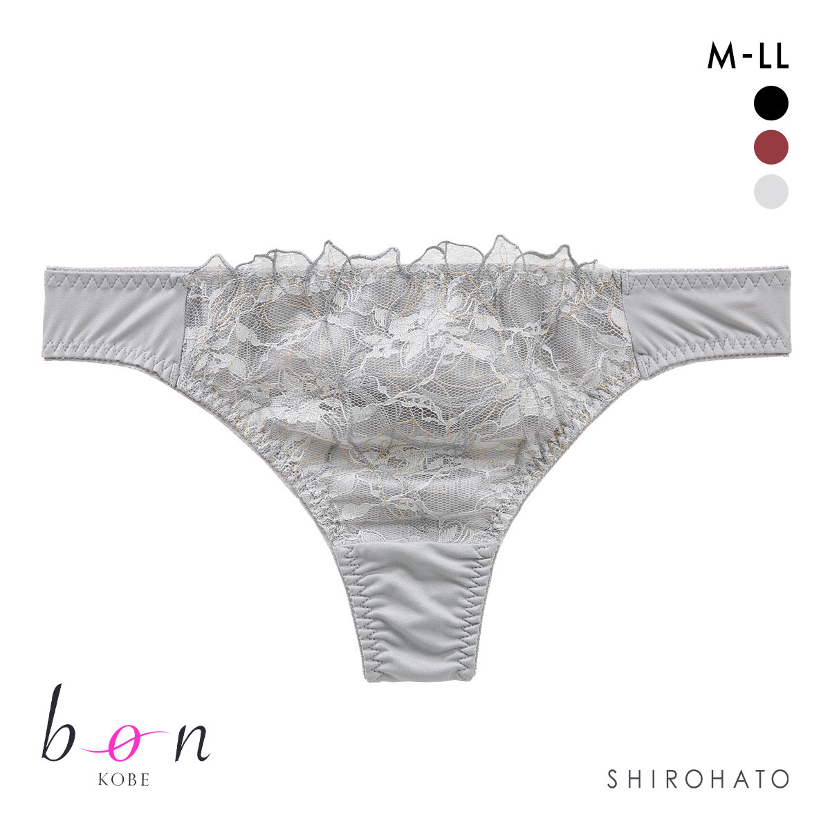 ビーオーエヌ エレガンスフラワー カシュクール シリーズ ショーツ Tバック M L LL 大きいサイズ bon(GY-グレー-M)