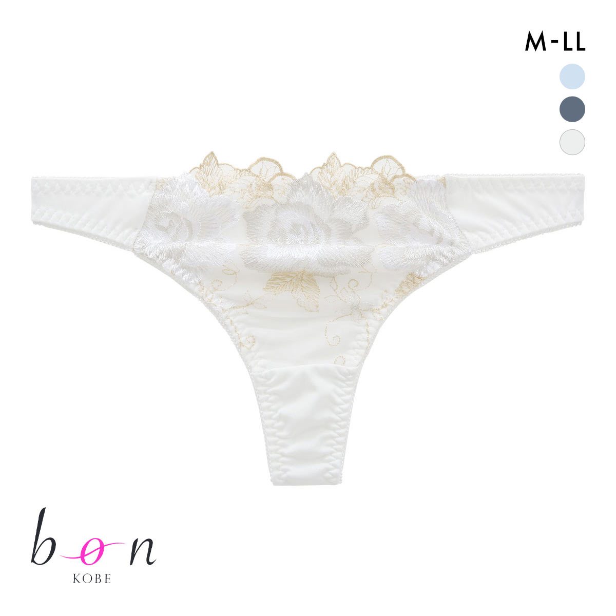 ビーオーエヌ 美胸 脇寄せ バストメイクブラ バラモチーフ シリーズ ショーツ Tバック M L LL 大きいサイズ bon(OW-オフホワイト-M)