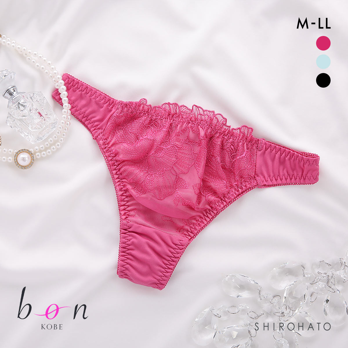 ビーオーエヌ 美胸 脇寄せ バストメイクブラ ローズレース シリーズ ショーツ Tバック M L LL bon 大きいサイズ(RO-ローズ-M)