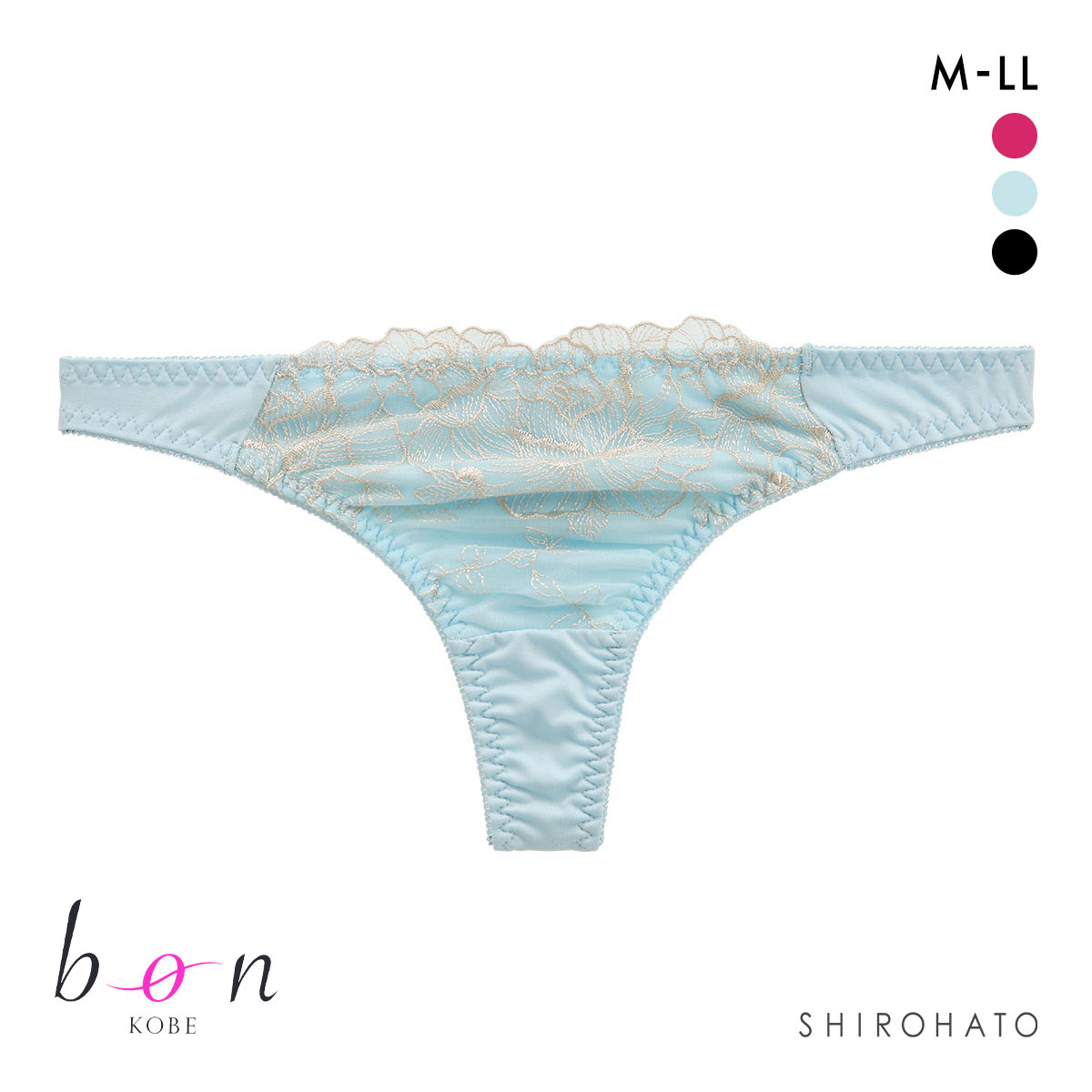 ビーオーエヌ 美胸 脇寄せ バストメイクブラ ローズレース シリーズ ショーツ Tバック M L LL bon 大きいサイズ(MI-ミント-M)