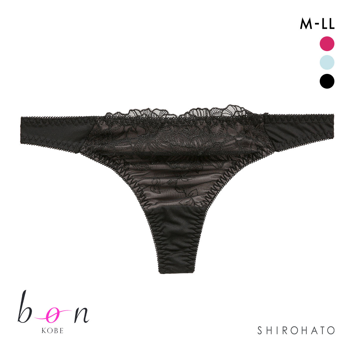 ビーオーエヌ 美胸 脇寄せ バストメイクブラ ローズレース シリーズ ショーツ Tバック M L LL bon 大きいサイズ(BK-ブラック-M)