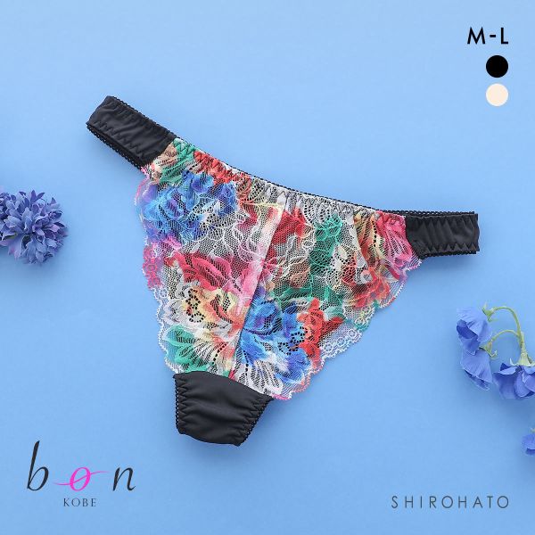 ビーオーエヌ 脇高ノンワイヤーブラ とろRich 花柄プリント シリーズ ショーツ Tバック M L 大きいサイズ