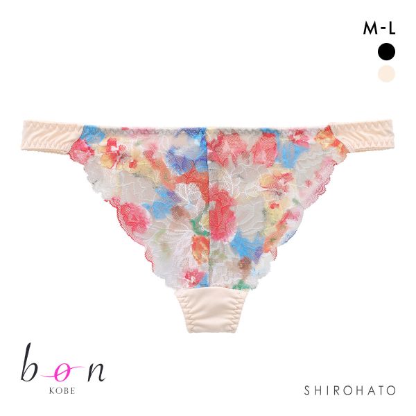 ビーオーエヌ 脇高ノンワイヤーブラ とろRich 花柄プリント シリーズ ショーツ Tバック M L 大きいサイズ