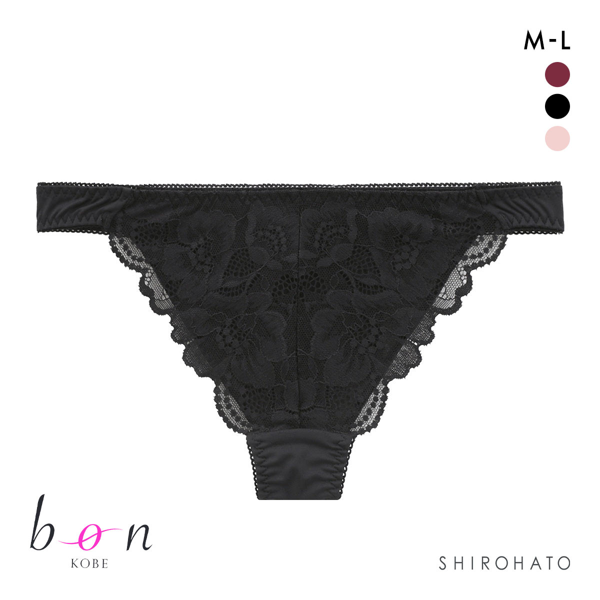 ビーオーエヌ 脇細見え 胸元リッチ シュッとRich シリーズ ショーツ Tバック M L バックレース(BK-ブラック-M)