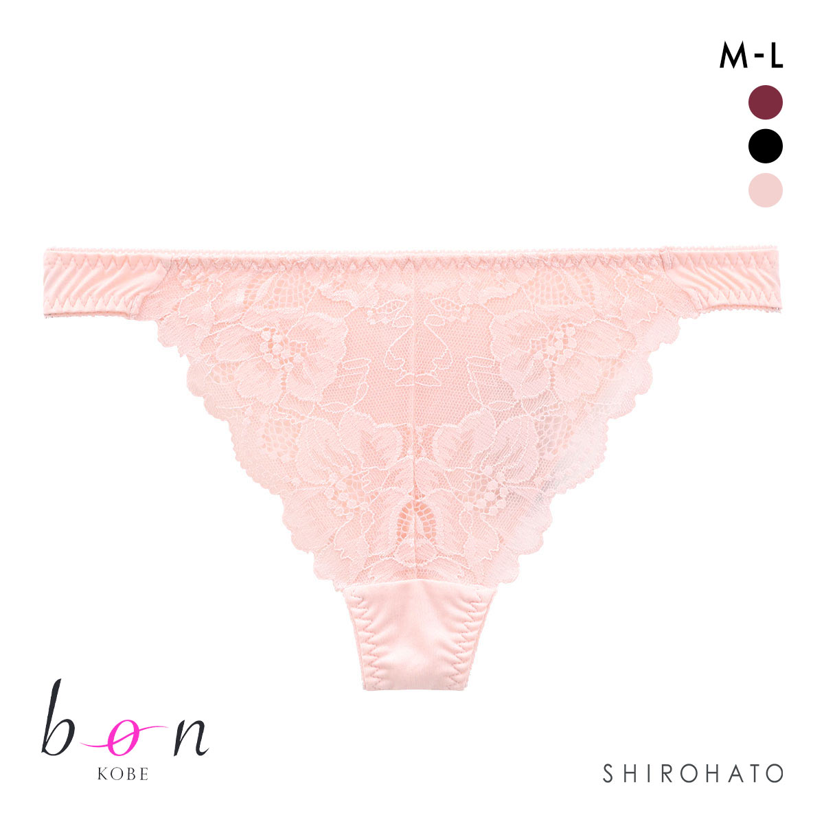 ビーオーエヌ 脇細見え 胸元リッチ シュッとRich シリーズ ショーツ Tバック M L バックレース(PE-ピーチ-M)