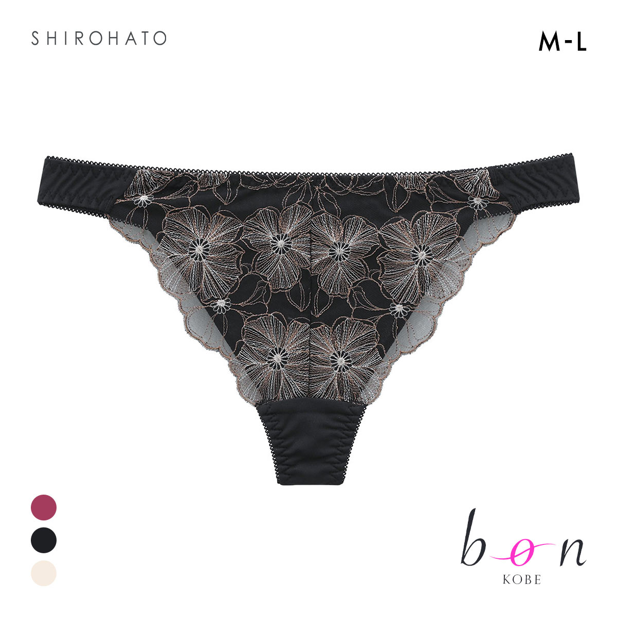 ビーオーエヌ とろRich チュールレース シリーズ ショーツ Tバック M L LL 単品 大きいサイズ bon(BK-ブラック-M)