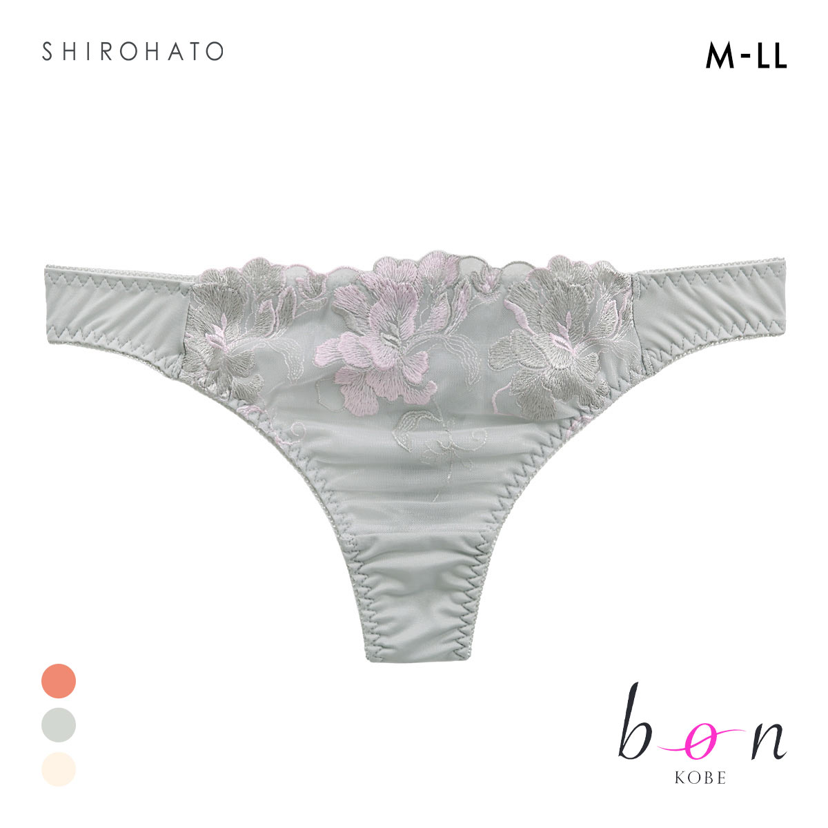 ビーオーエヌ エレガンスフラワー シリーズ ショーツ Tバック M L LL 大きいサイズ(LGY-薄グレー-M)