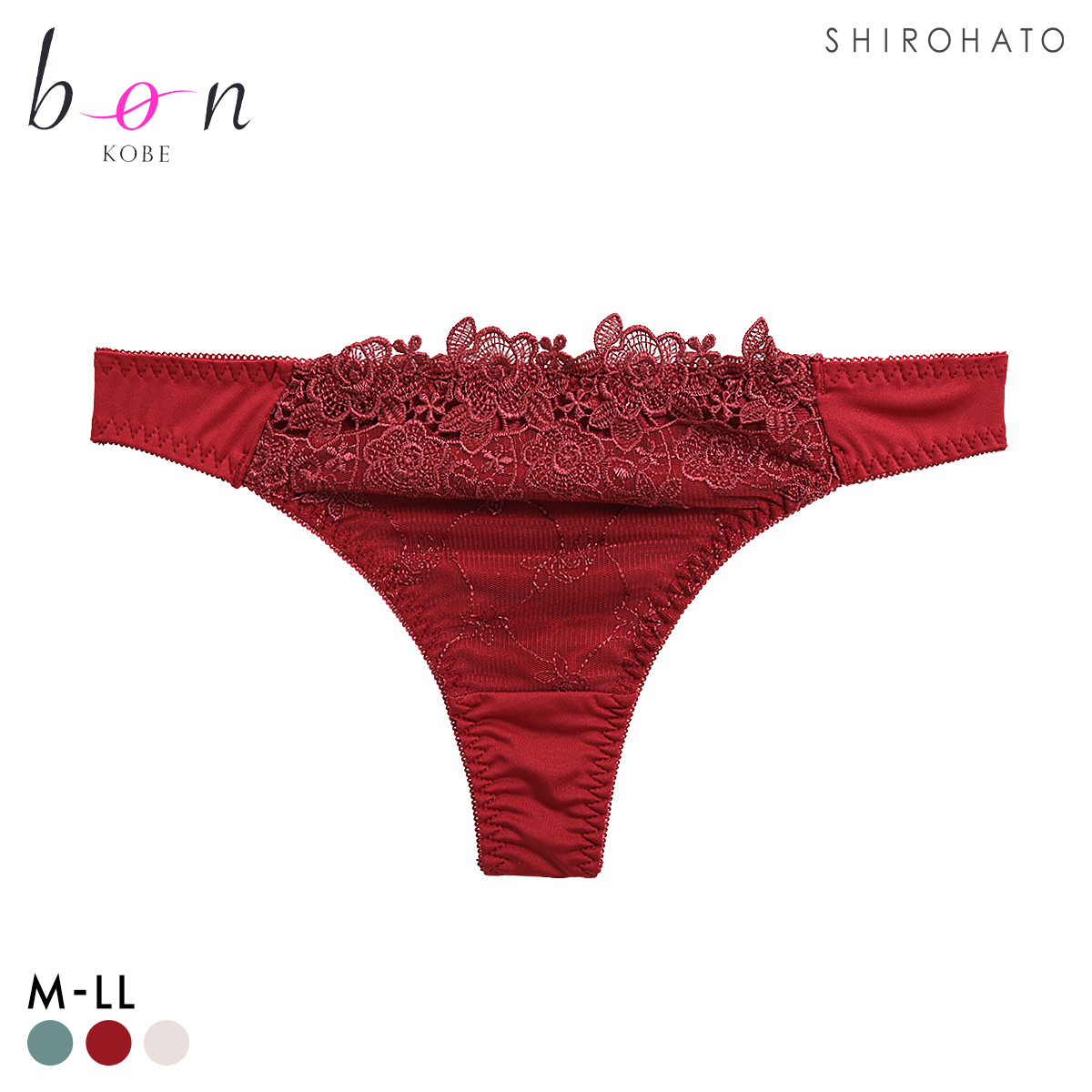 ビーオーエヌ ボリュームフラワー カシュクール シリーズ ショーツ Tバック M L LL 単品 大きいサイズ バックレース bon(WI-ワイン-M)