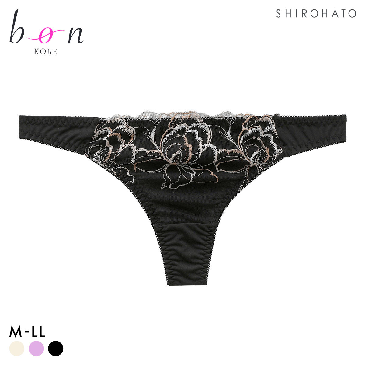 ビーオーエヌ エフォートレスフラワー シリーズ Tバック ショーツ M L LL 大きいサイズ bon(BK-ブラック-M)