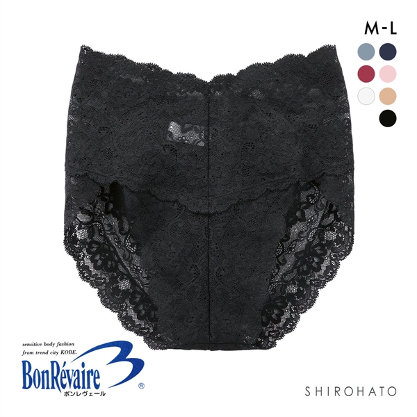 ボンレヴェール BonRevaire 総レース スタンダード ショーツ 深め ハイウエスト M L 日本製 単品