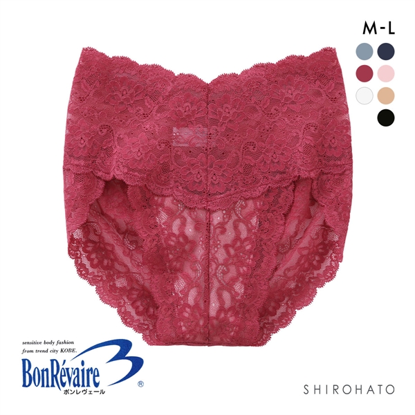 ボンレヴェール BonRevaire 総レース スタンダード ショーツ 深め ハイウエスト M L 日本製 単品