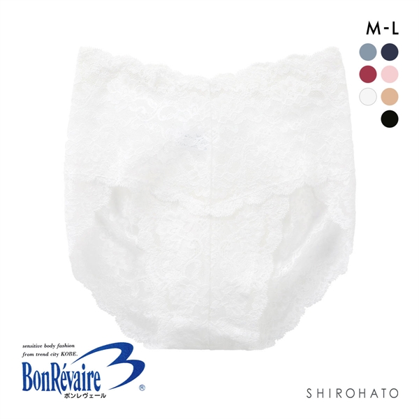 ボンレヴェール BonRevaire 総レース スタンダード ショーツ 深め ハイウエスト M L 日本製 単品