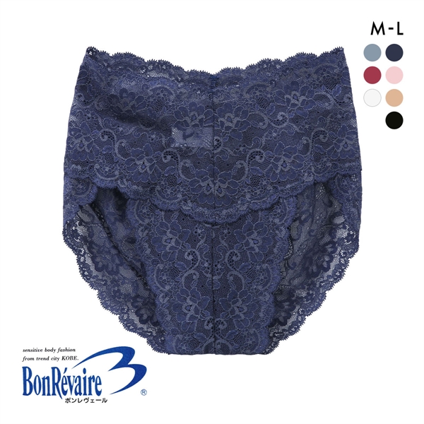 ボンレヴェール BonRevaire 総レース スタンダード ショーツ 深め ハイウエスト M L 日本製 単品
