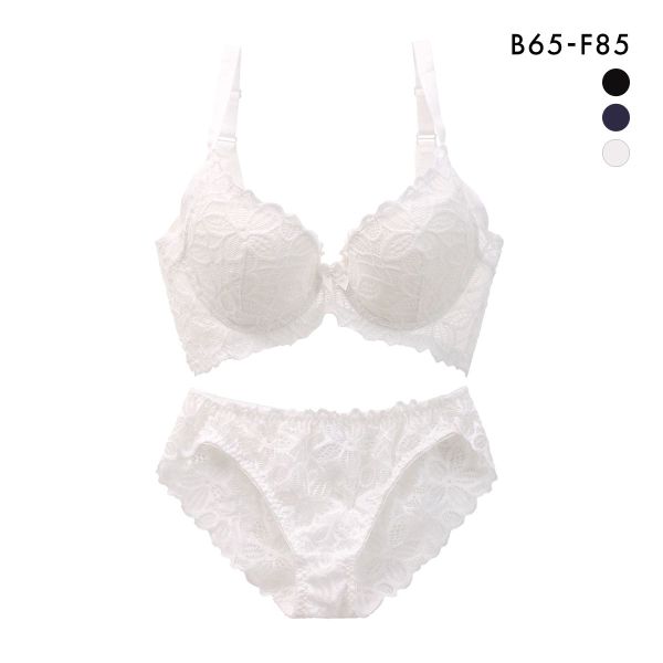 大花総レース ブラジャー ショーツ セット 超脇高 脇肉