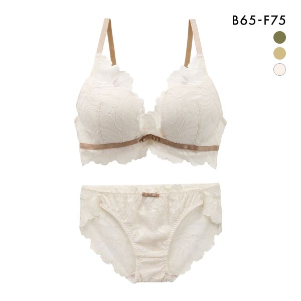 ギャルスマイル GAL SMILE フラワー大柄レース カシュクール 総レース ブラジャー ショーツ セット BCDEF 大きいサイズ バックレース