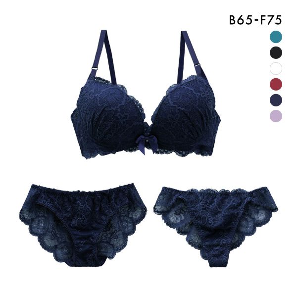 総レース ブラジャー ショーツ Tバック 3点セット BCDEF 大きいサイズ