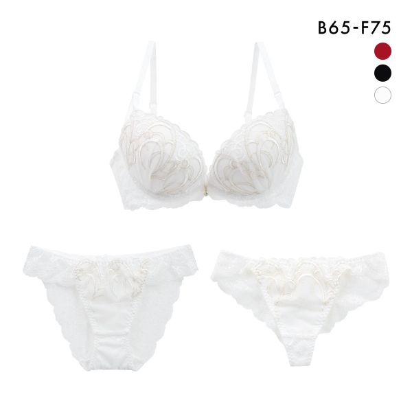 クラシックラメ刺繍 ブラジャー ショーツ セット Tバック 3点セット BCDEF 大きいサイズ バックレース