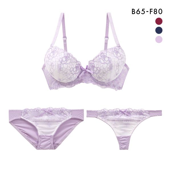 ローズ ラメレース ブラジャー ショーツ セット Tバック 3点セット BCDEF 大きいサイズ