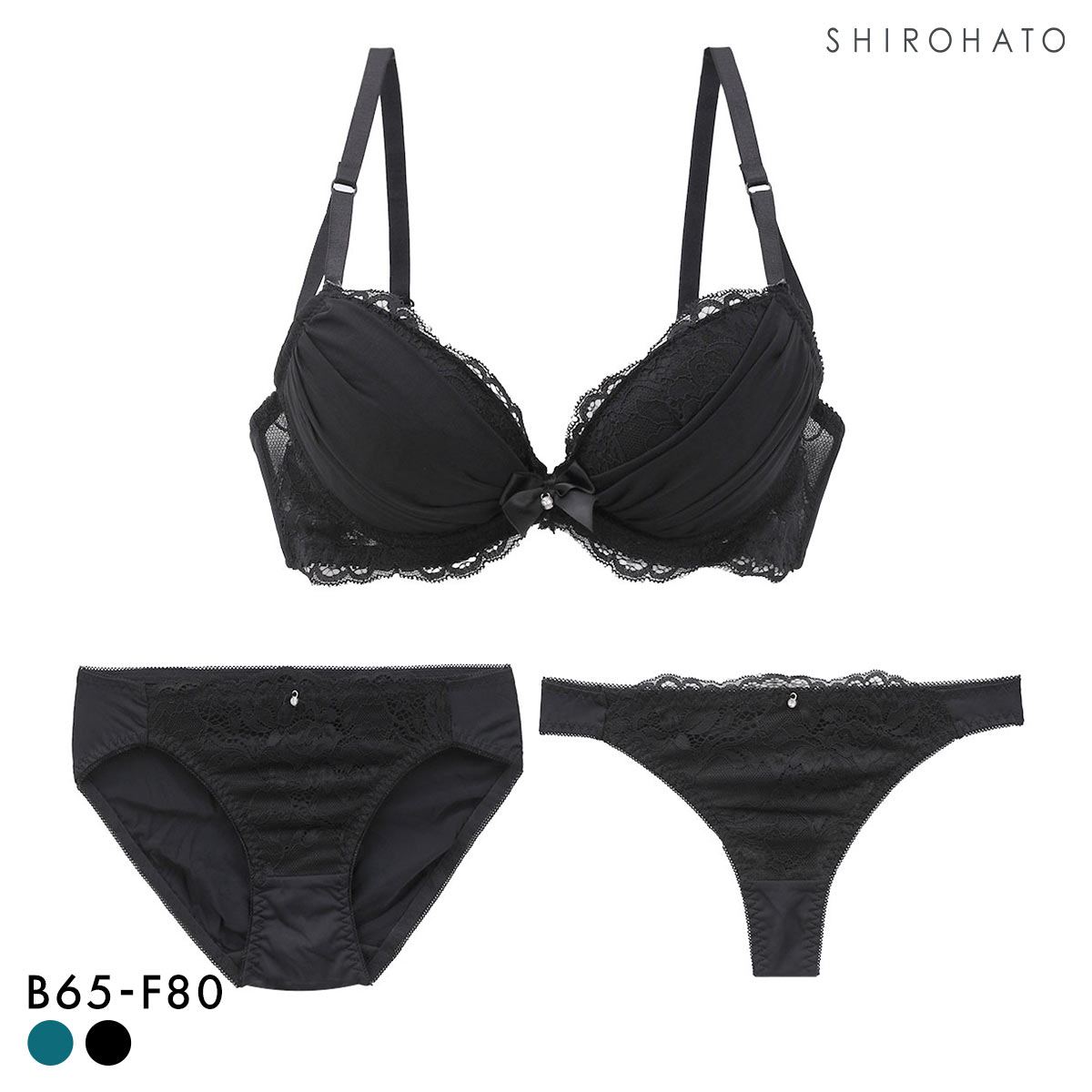 ワンカラークラシカル ブラジャー ショーツ セット Tバック 3点セット