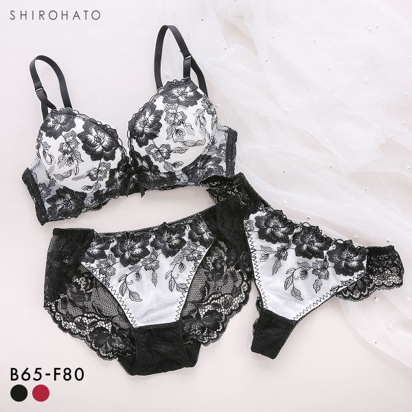 花柄刺繍レース ブラジャー ショーツ セット Tバック 3点セット BCDEF 大きいサイズ