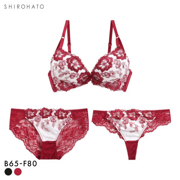 花柄刺繍レース ブラジャー ショーツ セット Tバック 3点セット BCDEF 大きいサイズ