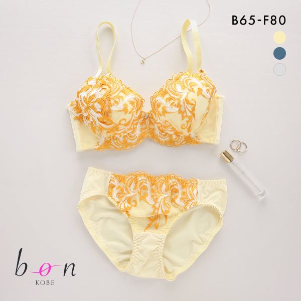 ビーオーエヌ bon バストメイクブラ ブリリアントケミカルモチーフレース シリーズ  BCDEF ブラジャー ショーツ セット 脇高 脇肉