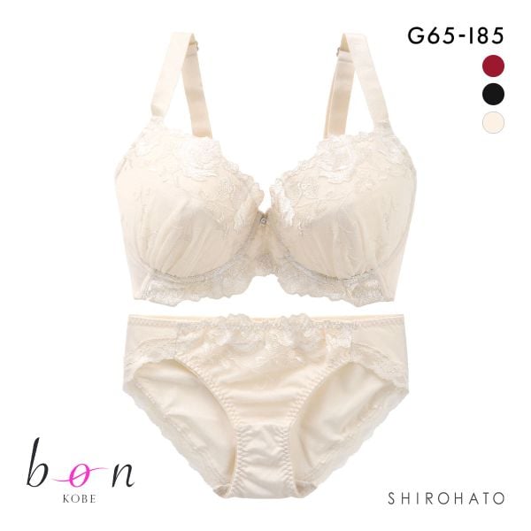 ビーオーエヌ bon ローズレース カシュクール シリーズ 脇高 ブラジャー ショーツ セット GHI 大きいサイズ 脇すっきり 脇肉