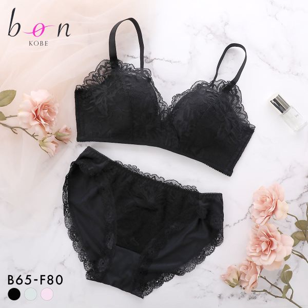 ビーオーエヌ 脇高ノンワイヤーブラ とろRich シリーズ ブラジャー ショーツ セット BCDEF 脇肉 大きいサイズ bon